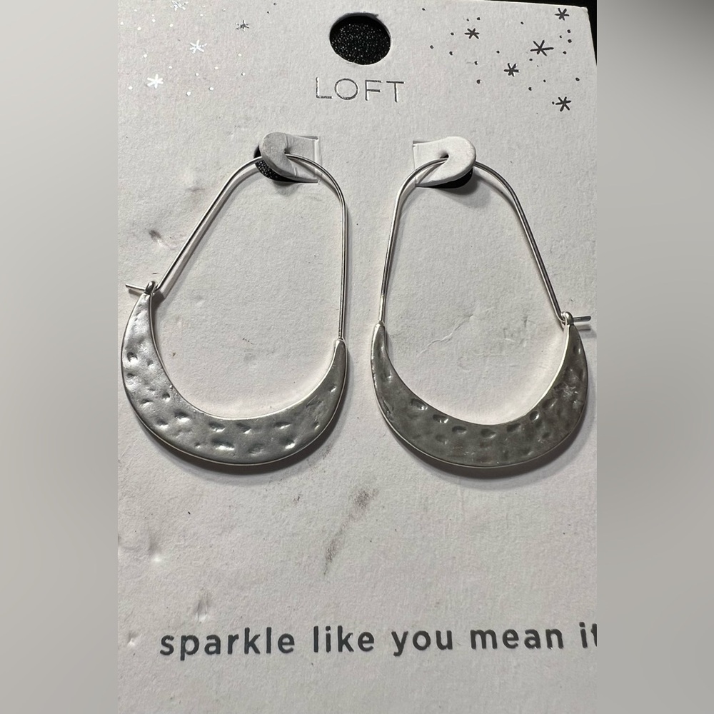 Loft Sparkle Like You Mean It Silver Tone Hoop Earrings NWT